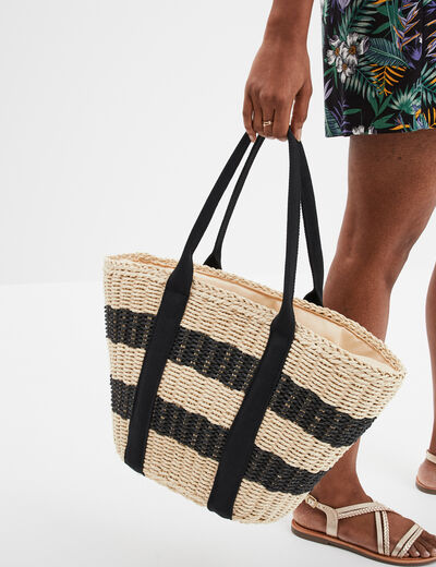 Sac panier tressé sable femme