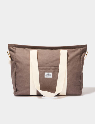 Sac cabas avec bandoulière gris foncé femme