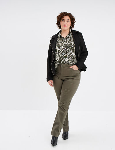Chemise manches longues vert kaki femme grande taille