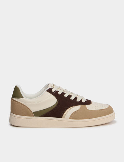 Baskets basses &agrave; lacets vert kaki femme