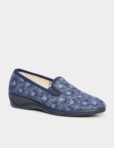 Chaussons compensés bleu femme