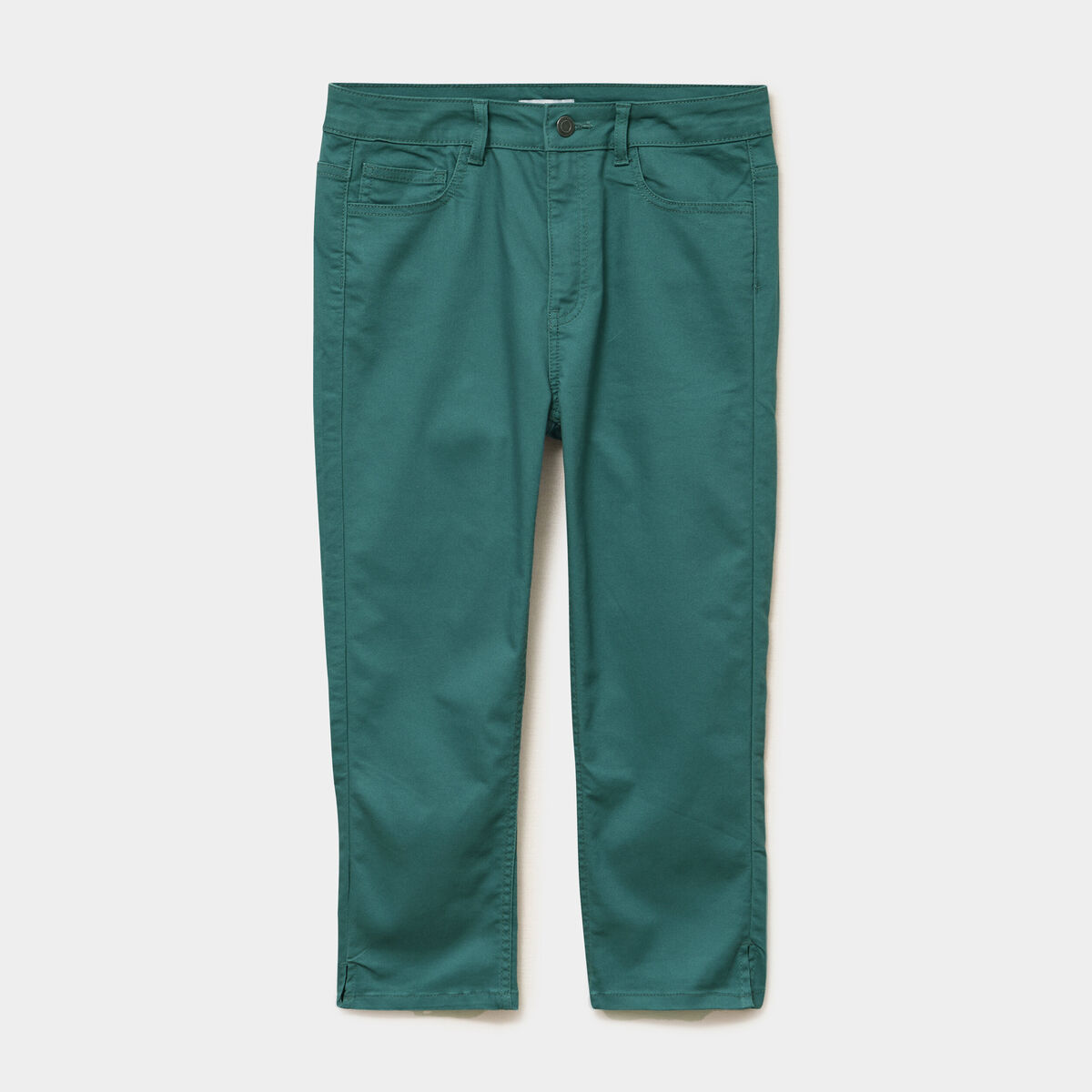Pantalon capri slim twill 5 poches vert fonc&eacute; femme