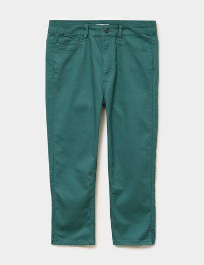 Pantalon capri slim twill 5 poches vert fonc&eacute; femme