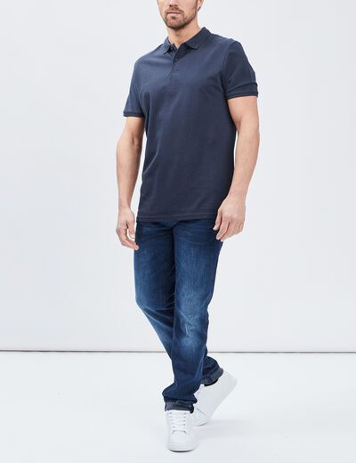 Polo en coton manches courtes bleu marine homme