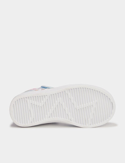 Baskets montantes scratchs et paillettes blanc fille