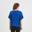 T-shirt col V à chaine manches courtes bleu electrique femme