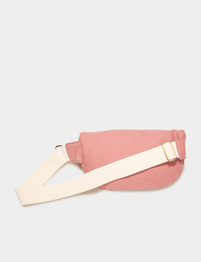 Sac banane bandouli&egrave;re en toile canvas vieux rose femme