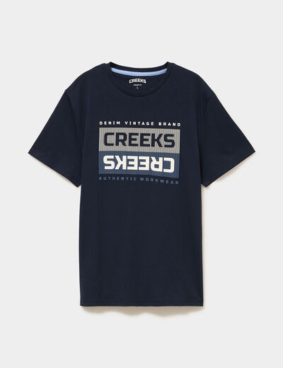 T-shirt manches courtes coton bleu marine homme