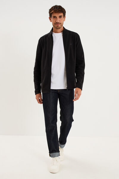 Veste polaire zipp&eacute; col montant noir homme