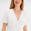 Robe col en V détails tressés blanc femme