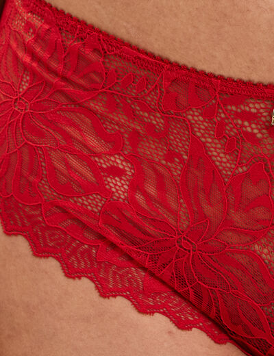 Shorty en dentelle rouge femme