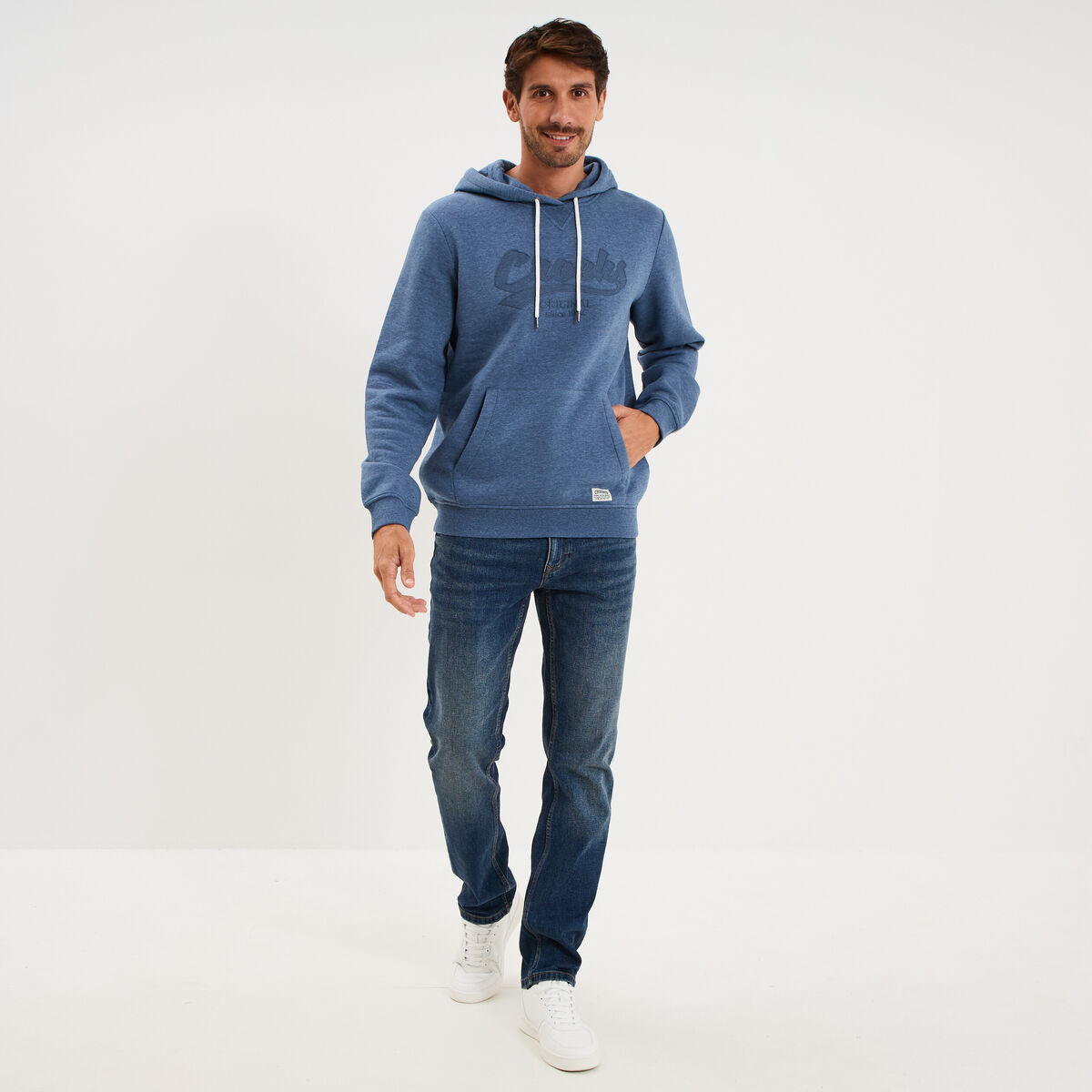 Sweat hoodie capuche et 1 poche bleu homme