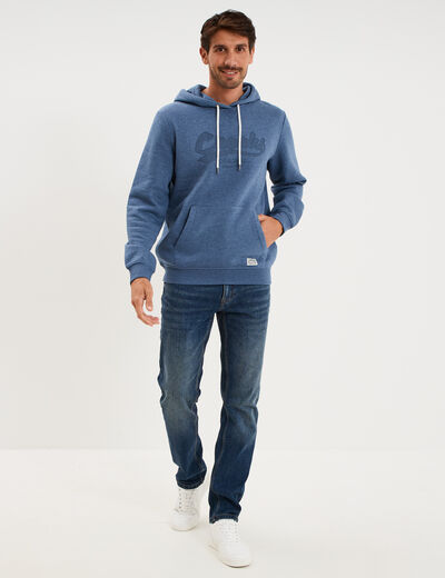 Sweat hoodie capuche et 1 poche bleu homme