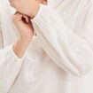 Blouse brod&eacute;e manches longues coton blanc femme