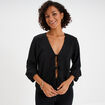 T-shirt noeuds et manches 3/4 noir femme