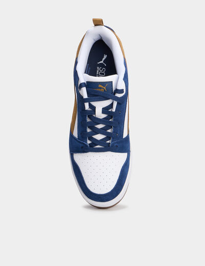 Tennis basses à lacets en cuir Puma bleu foncé homme