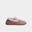 Chaussons fausse fourrure anti-d&eacute;rapants taupe femme