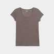 T-shirt manches courtes col rond vert kaki femme