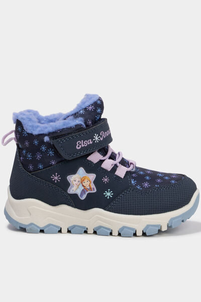 Baskets fourr&eacute;es La Reine des neiges bleu marine fille