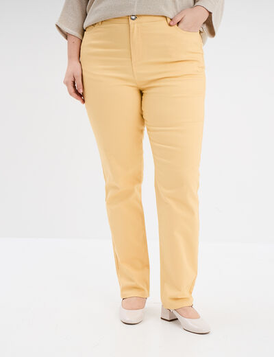 Pantalon straight taille haute Modavista jaune clair femme grande taille