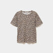 T-shirt coton col rond manches courtes beige fonce femme