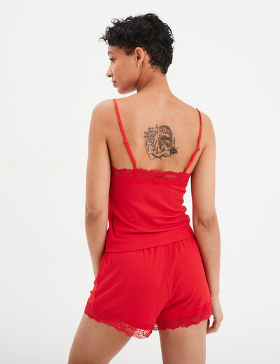 Ensemble pyjama short et débardeur rouge femme