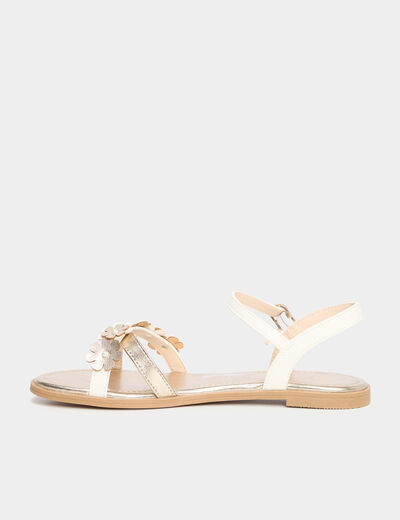Sandales brides à fleurs blanc fille