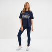 T-shirt col rond manches courtes coton bleu marine femme