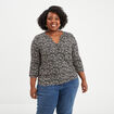 Blouse manches 3/4 retroussables noir femme grande taille