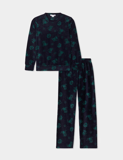 Ensemble pyjama effet polaire 2 pi&egrave;ces bleu marine gar&ccedil;on