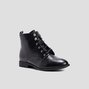 Bottines à talons plats noir femme