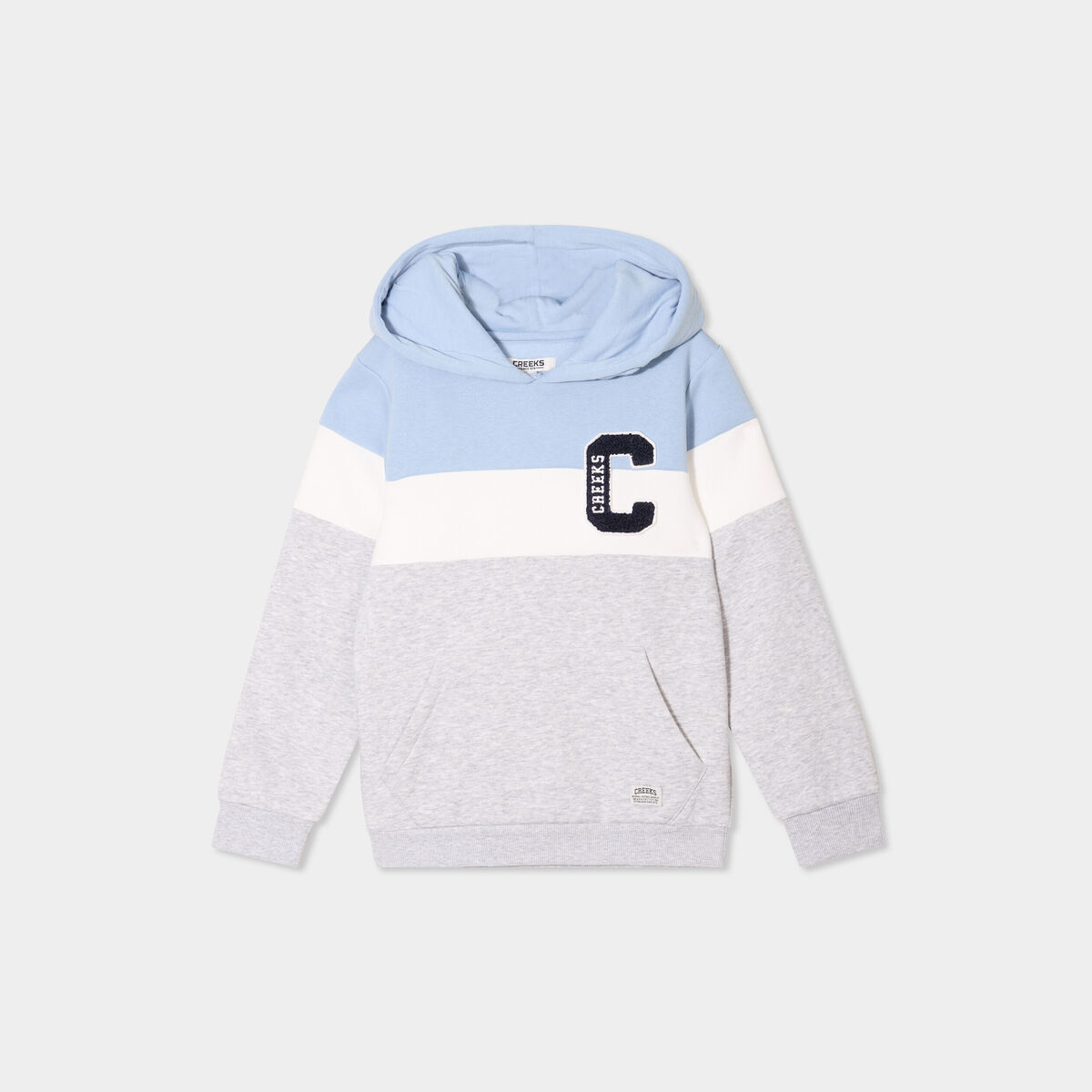 Sweat hoodie manches longues &agrave; capuche bleu ciel gar&ccedil;on