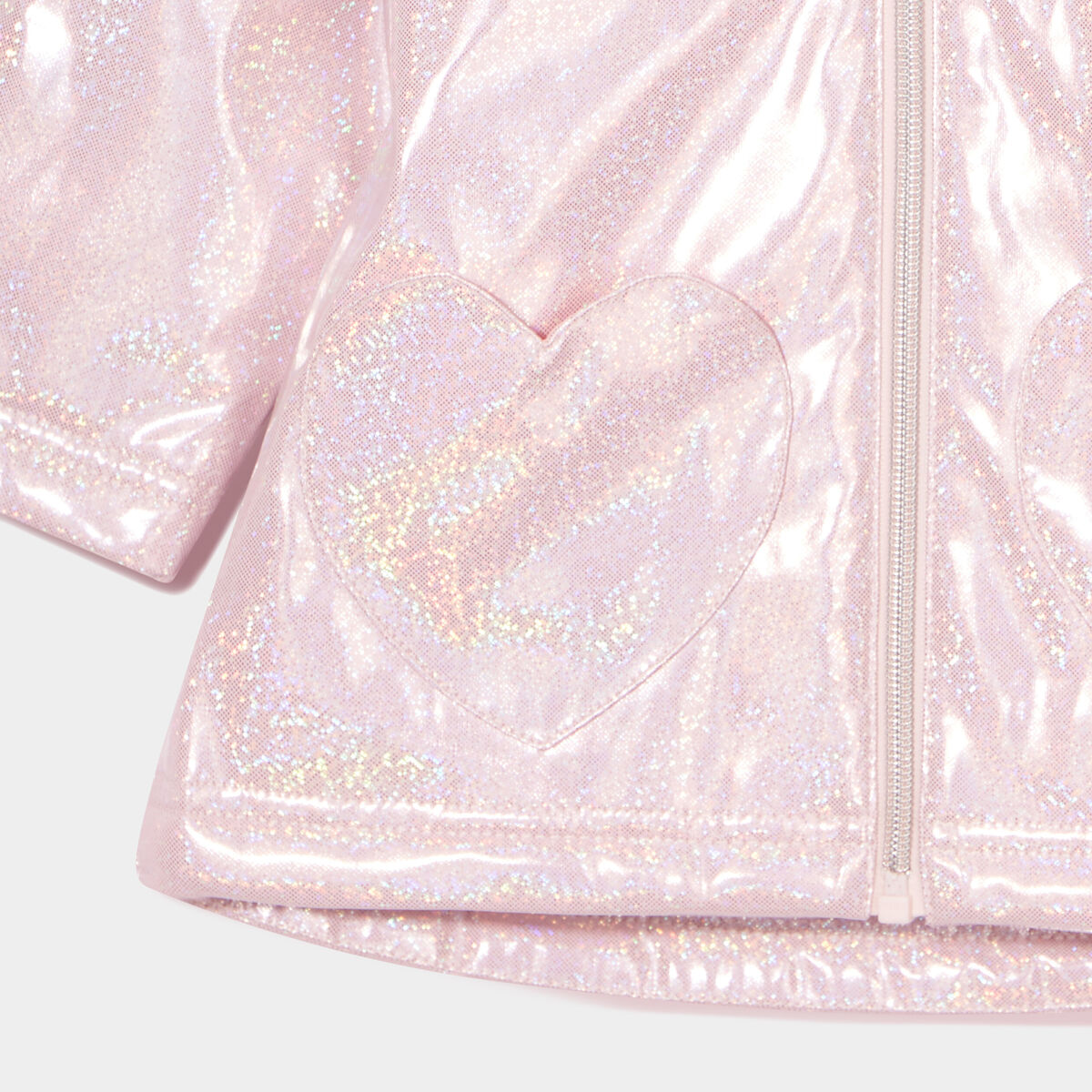 Parka paillet&eacute;e &agrave; capuche doubl&eacute;e rose clair b&eacute;b&eacute; fille