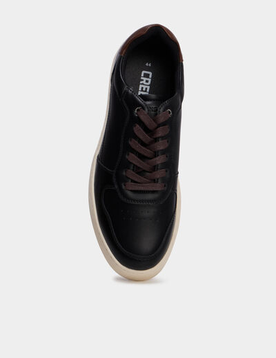Baskets &agrave; lacets bi-mati&egrave;res noir homme