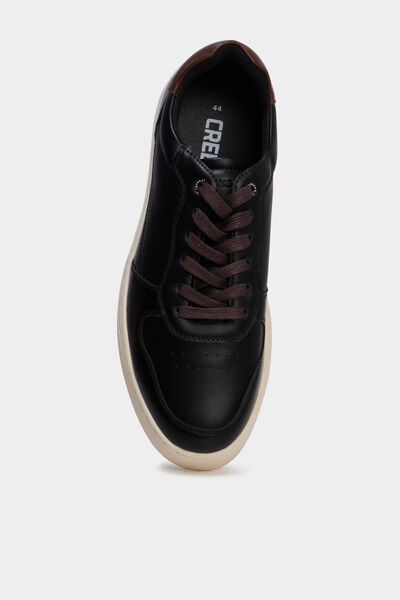 Baskets &agrave; lacets bi-mati&egrave;res noir homme
