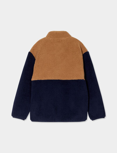 Gilet zippé fausse laine mouton bleu marine garçon
