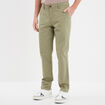Pantalon chino droit stretch retroussé vert kaki homme