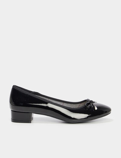 Ballerines à talons vernies noir femme