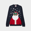 Pull de No&euml;l manches longues bleu marine homme