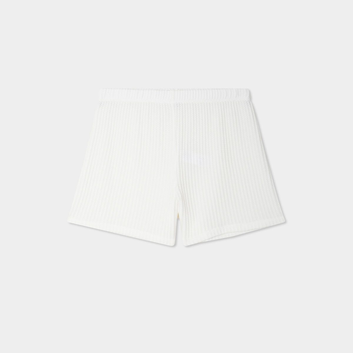 Short droit effet crochet blanc femme
