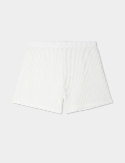 Short droit effet crochet blanc femme
