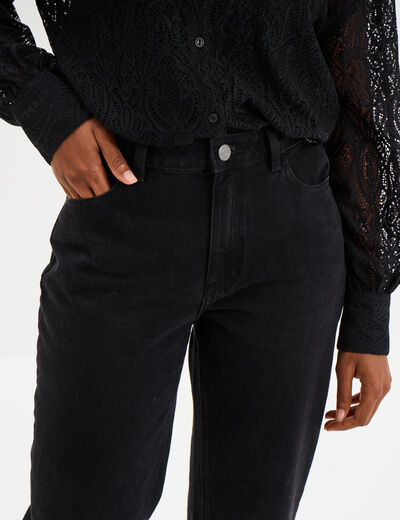 Jeans droit 7/8ème coton denim noir femme