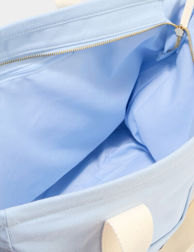Sac cabas avec bandouli&egrave;re bleu ciel femme