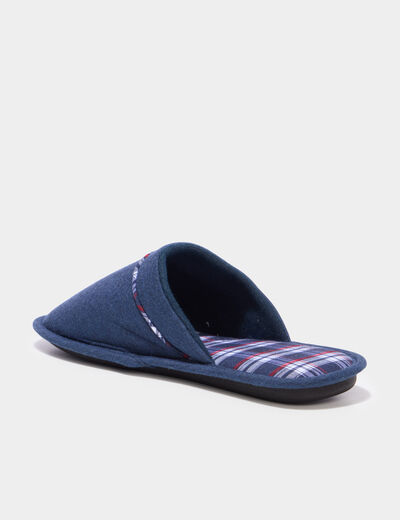 Chaussons mules semelle plate bleu marine homme