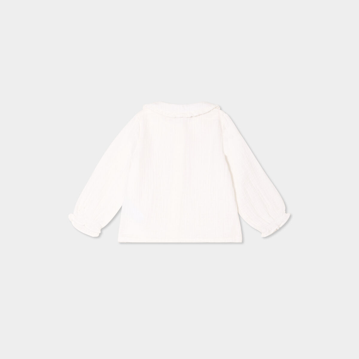 Blouse col claudine gaze de coton blanc bébé fille