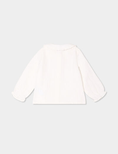 Blouse col claudine gaze de coton blanc bébé fille