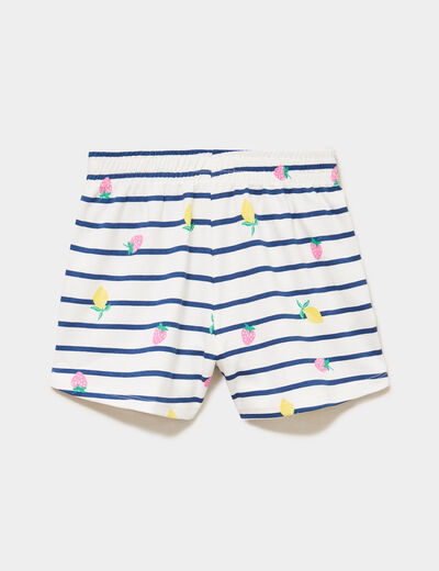 Lot 2 shorts coton taille &eacute;lastiqu&eacute;e ecru fille