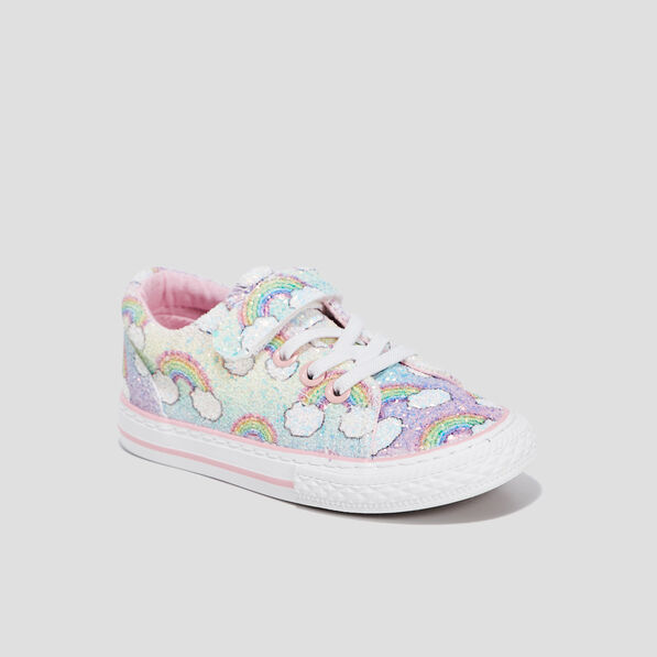 tennis en toile a scratchs pailletees multicolore fille Tennis en toile à scratchs pailletées multicolore fille