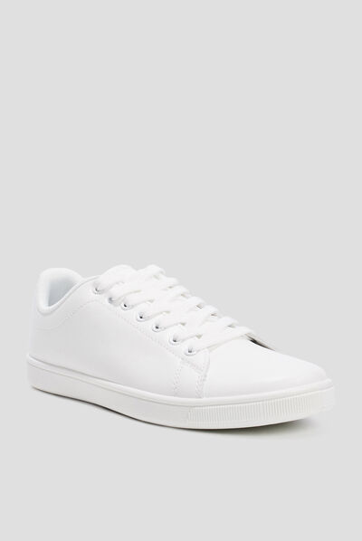 Tennis à lacets blanc femme