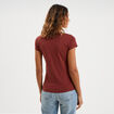 T-shirt coton col rond manches courtes marron cognac femme